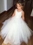 White Flower Girl Dresses,Straps Flower Girl Dress,Tulle Ball Gown Flower Girl Dress,FD00003