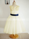 White Flower Girl Dresses with Belt,Floor Length Flower Girl Dress,FD00019