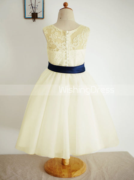 White Flower Girl Dresses with Belt,Floor Length Flower Girl Dress,FD00019