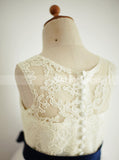 White Flower Girl Dresses with Belt,Floor Length Flower Girl Dress,FD00019