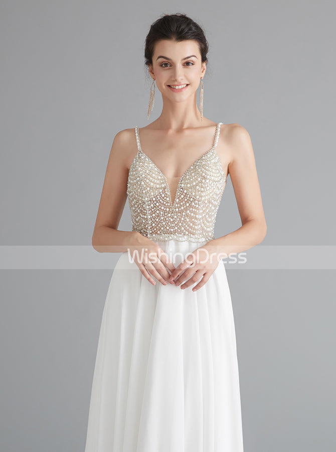 White Graduation Dress for Teens,Chiffon Long Homecoming Dress,HC00207, US6 / White White Graduation Dress for Teens,Chiffon Long Homecoming Dress,HC00207, US6 / White