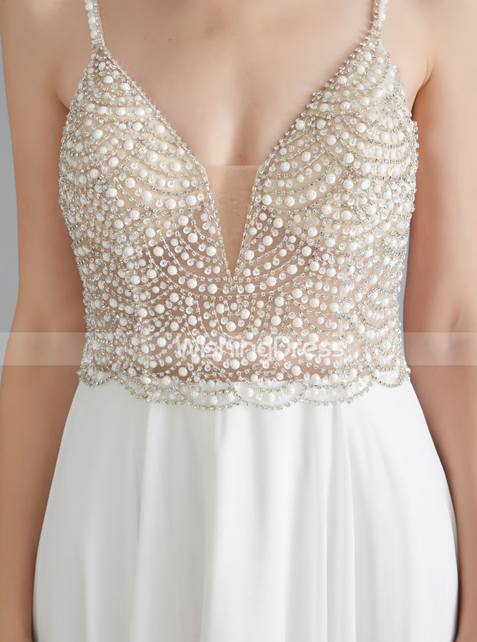White Graduation Dress for Teens,Chiffon Long Homecoming Dress,HC00207, US6 / White White Graduation Dress for Teens,Chiffon Long Homecoming Dress,HC00207, US6 / White