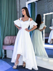 simple elegant graduation dresses White High Low Prom Dresses,Simple Graduation Dress,PD00398, US26W / Dark Navy