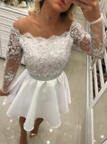 White Homecoming Dress,Homecoming Dress with Sleeves,Illusion Homecoming Dress,HC00187