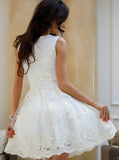 White Homecoming Dresses,Lace Homecoming Dress,V Neck Homecoming Dress,HC00092