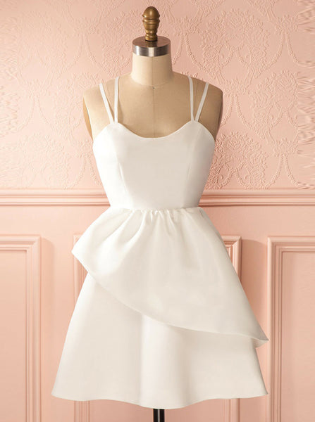 White Homecoming Dresses,Short Homecoming Dress,Homecoming Dress with Straps,HC00161