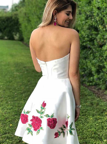 White Homecoming Dresses,Sweetheart Neckline Homecoming Dress,Simple Homecoming Dress,HC00184