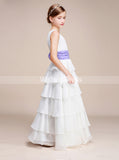 White Junior Bridesmaid Dresses,Layered Chiffon Junior Bridesmaid Dress,Flower Girl Dress,JB00010