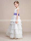 White Junior Bridesmaid Dresses,Layered Chiffon Junior Bridesmaid Dress,Flower Girl Dress,JB00010