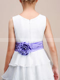 White Junior Bridesmaid Dresses,Layered Chiffon Junior Bridesmaid Dress,Flower Girl Dress,JB00010