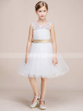 White Junior Bridesmaid Dresses,Short Flower Girl Dress,Girl Birthday Dress,BD00014