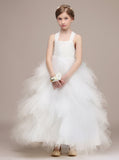 White Junior Bridesmaid Dresses,Tulle Junior Party Dress,Luxury Junior Bridesmaid Dress,JB00035