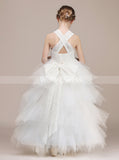 White Junior Bridesmaid Dresses,Tulle Junior Party Dress,Luxury Junior Bridesmaid Dress,JB00035