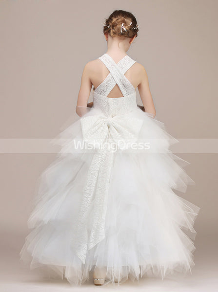 White Junior Bridesmaid Dresses,Tulle Junior Party Dress,Luxury Junior Bridesmaid Dress,JB00035