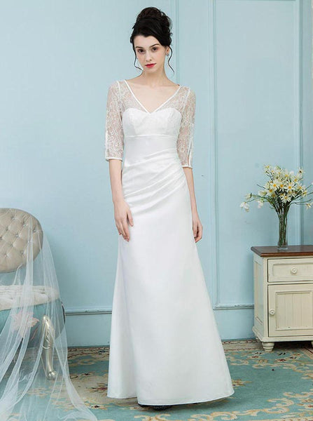 White Mother of the Bride Dresses,Mother Dress with Sleeves,Fitted Mother of the Bride Dress,MD00016