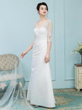 White Mother of the Bride Dresses,Mother Dress with Sleeves,Fitted Mother of the Bride Dress,MD00016