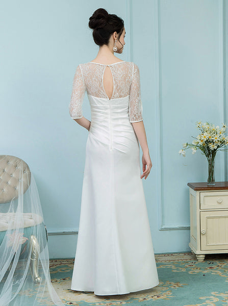 White Mother of the Bride Dresses,Mother Dress with Sleeves,Fitted Mother of the Bride Dress,MD00016