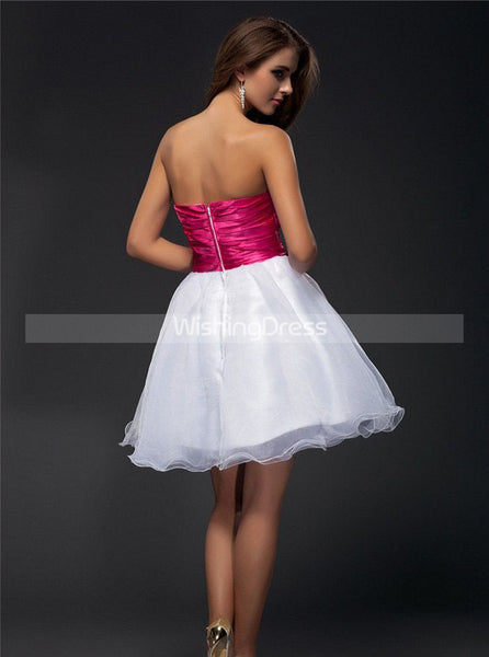 White Sweet 16 Dresses,Strapless Sweet 16 Dress,Short Homecoming Dress,SW00031