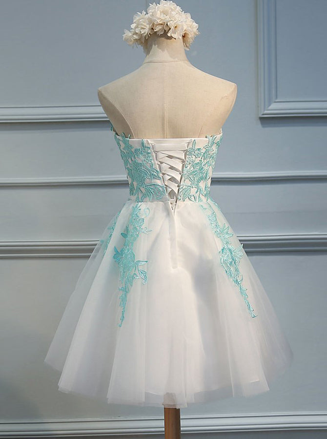 cute dresses strapless White Sweet 16 Dresses,Strapless Sweet 16 Dress,Short Sweet 16 Dress,Cute Sweet 16 Dress,SW00019, US16W / SkyBlue