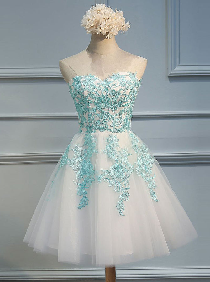 White Sweet 16 Dresses,Strapless Sweet 16 Dress,Short Sweet 16 Dress,C
