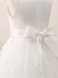 White Tea Length Flower Girl Dress,Cute Flower Girl Dress,FD00045