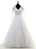 White Wedding Dress,Plus Size Bridal Dress,Wedding Dresses with Sleeves,Lace Bridal Gown,WD00228
