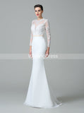 White Wedding Dress,Wedding Dress with Sleeves,Mermaid Bridal Dress,WD00273