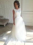 White Wedding Dresses,Ball Gown Wedding Dress,Tulle Bridal Dress,Modest Wedding Gown,WD00118