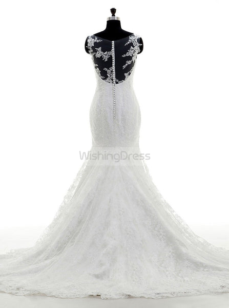 White Wedding Dresses,Mermaid Wedding Dress,Lace Wedding Dress,Elegant Wedding Dress,WD00211