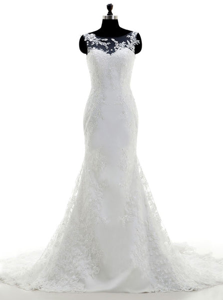 White Wedding Dresses,Mermaid Wedding Dress,Lace Wedding Dress,Elegant Wedding Dress,WD00211