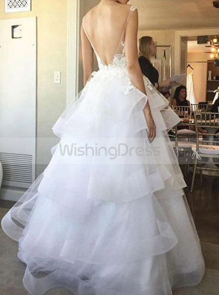White Wedding Dresses,Princess Wedding Dress,Organza Wedding Dress,WD00170