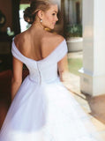 White Wedding Dresses,Tulle Off the Shoulder Wedding Dress,Princess Wedding Dress,WD00057