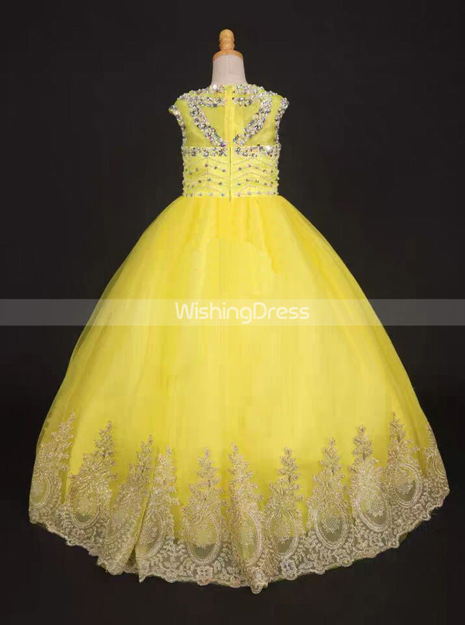 Yellow Girls Pageant Dresses,Formal Girls Prom Dress for Teens,GPD0001