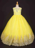 Yellow Girls Pageant Dresses,Formal Girls Prom Dress for Teens,GPD00016