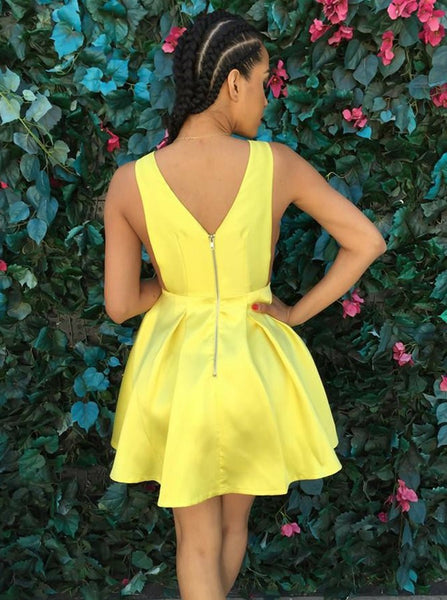 Yellow Homecoming Dresses,Sexy Cocktail Dresses,Short Homecoming Dress,HC00130