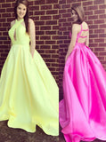 Yellow Prom Dresses,Prom Dress with Pockets,Prom Dress with Train,Modern Prom Dress,PD00214