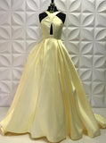 Yellow Prom Dresses,Prom Dress with Pockets,Prom Dress with Train,Modern Prom Dress,PD00214